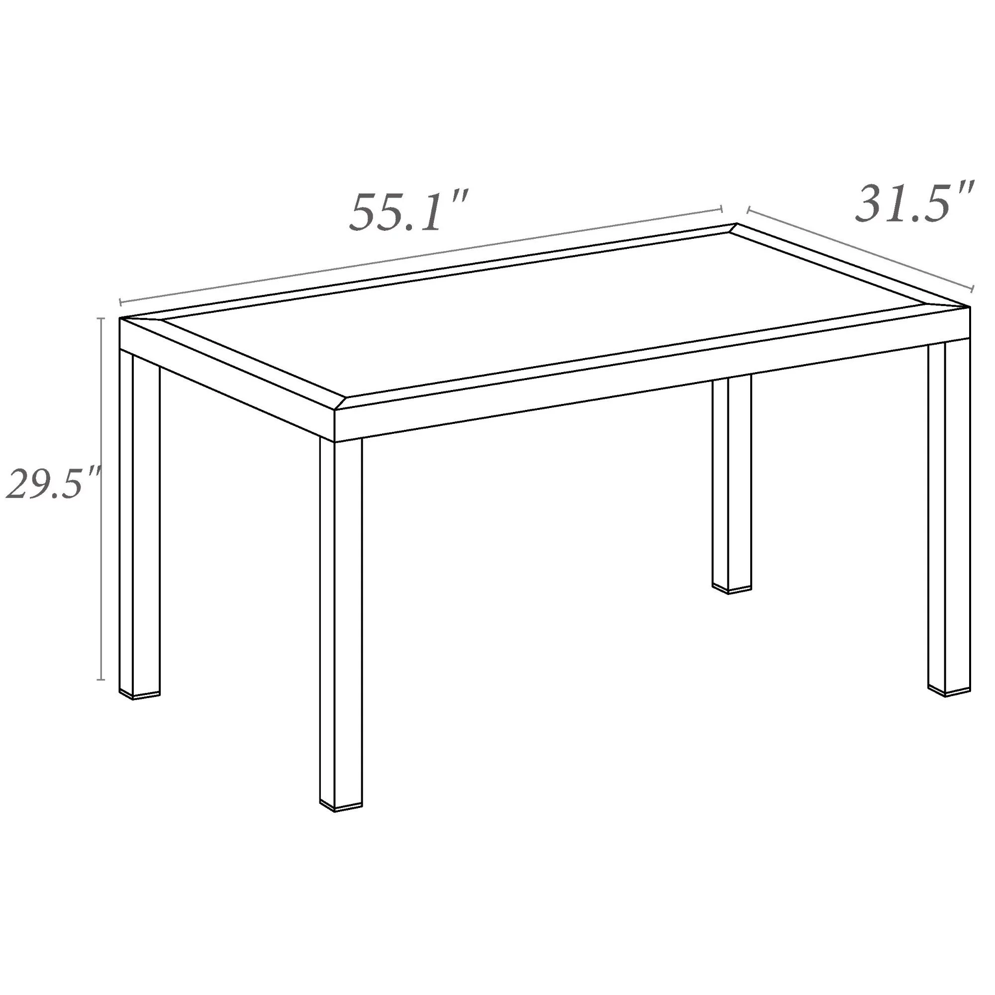 7-Piece White Rectangular Patio Dining Set 55