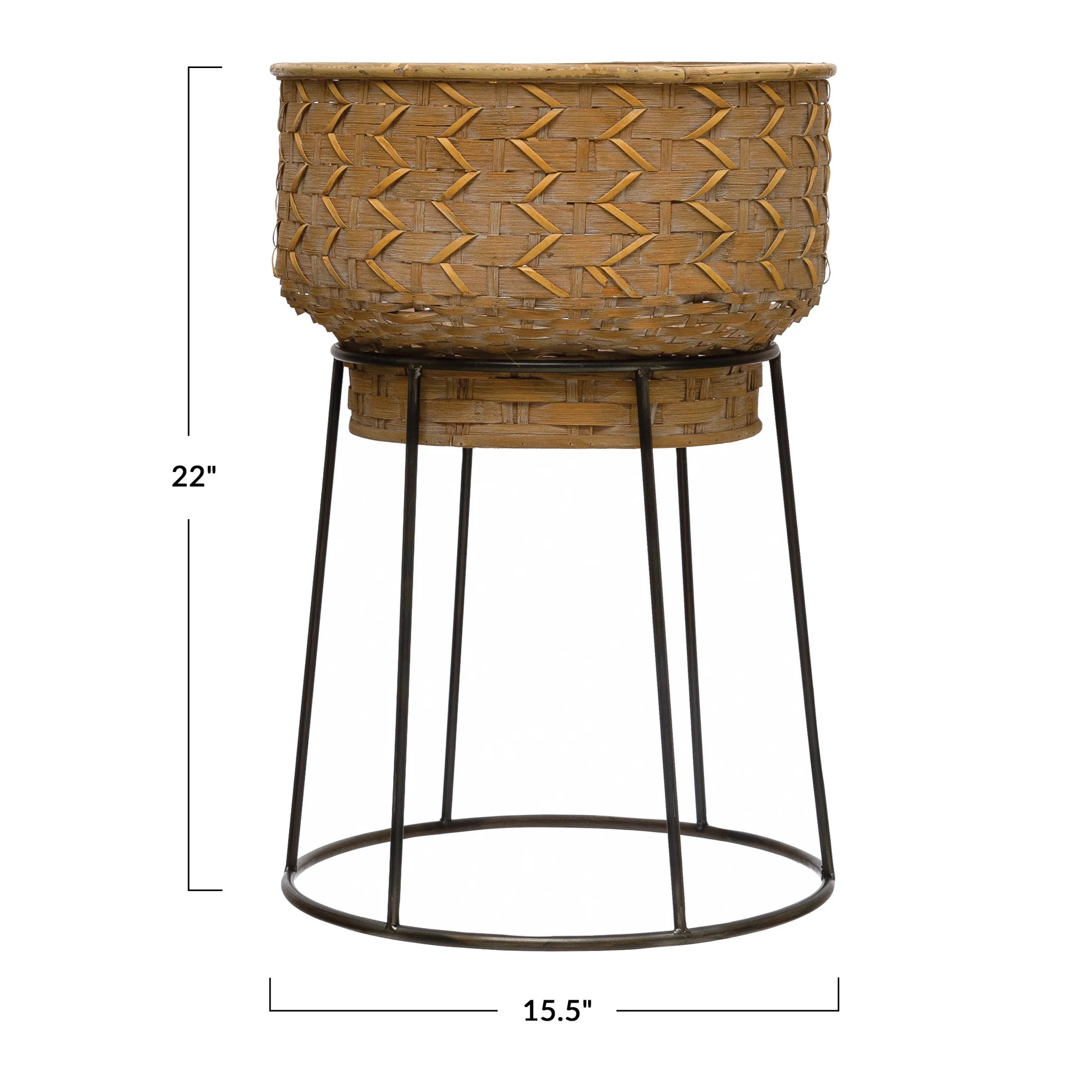 Bloomingville Hand-Woven Rattan Planter with Metal Stand