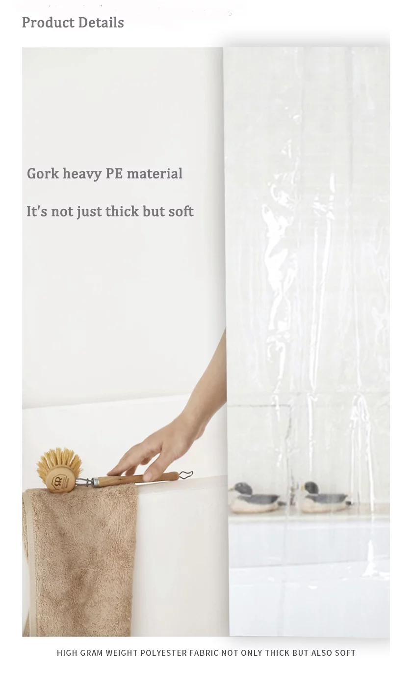 INTSUPERMAI Bathroom Shower Curtain Eco-Friendly PEVA Water and Mildew Resistant Clear 72*72