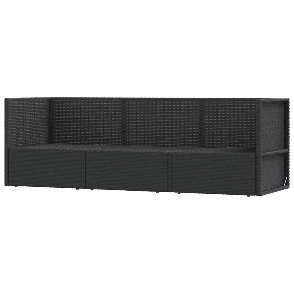 Dcenta 3 Piece Patio Set with Cushions Black Poly Rattan