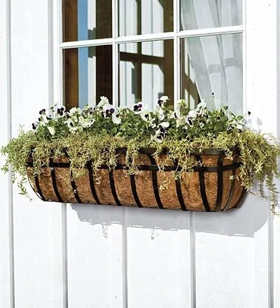 English Hay Basket Window Planter, 30
