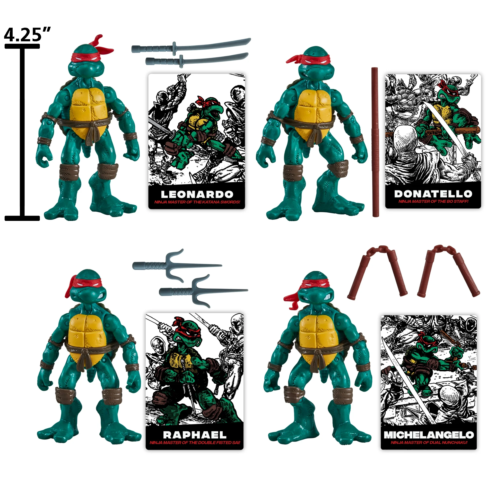 Teenage Mutant Ninja Turtles: 4” Comic Book Figure Bundle with Comic Book by Playmates Toys