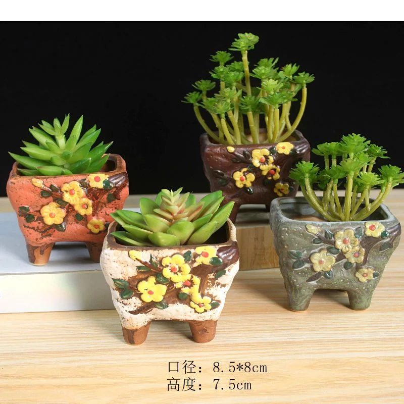 Hand-painted Ceramic Succulent Plant Pot, Korean Style Small Succulent Flower Pot, Desktop Mini Planter