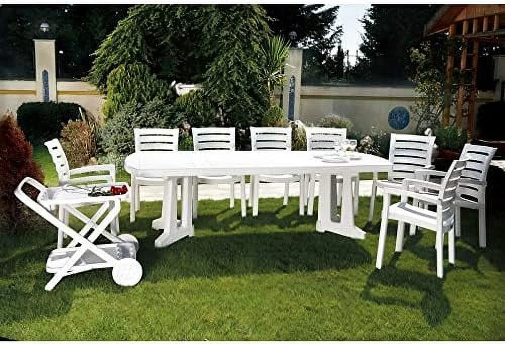 MQLIFEBOOM Marina Resin Patio Dining Arm Chair in White ()