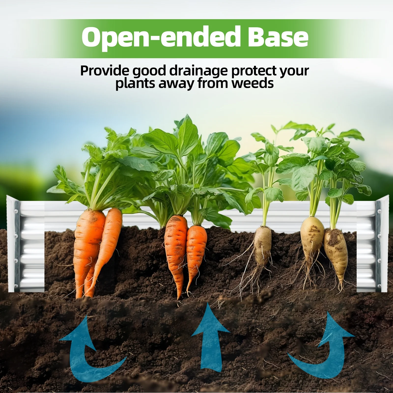 6x3x1ft Galvanized Raised Garden Bed with Cover Metal Planter Box Kit