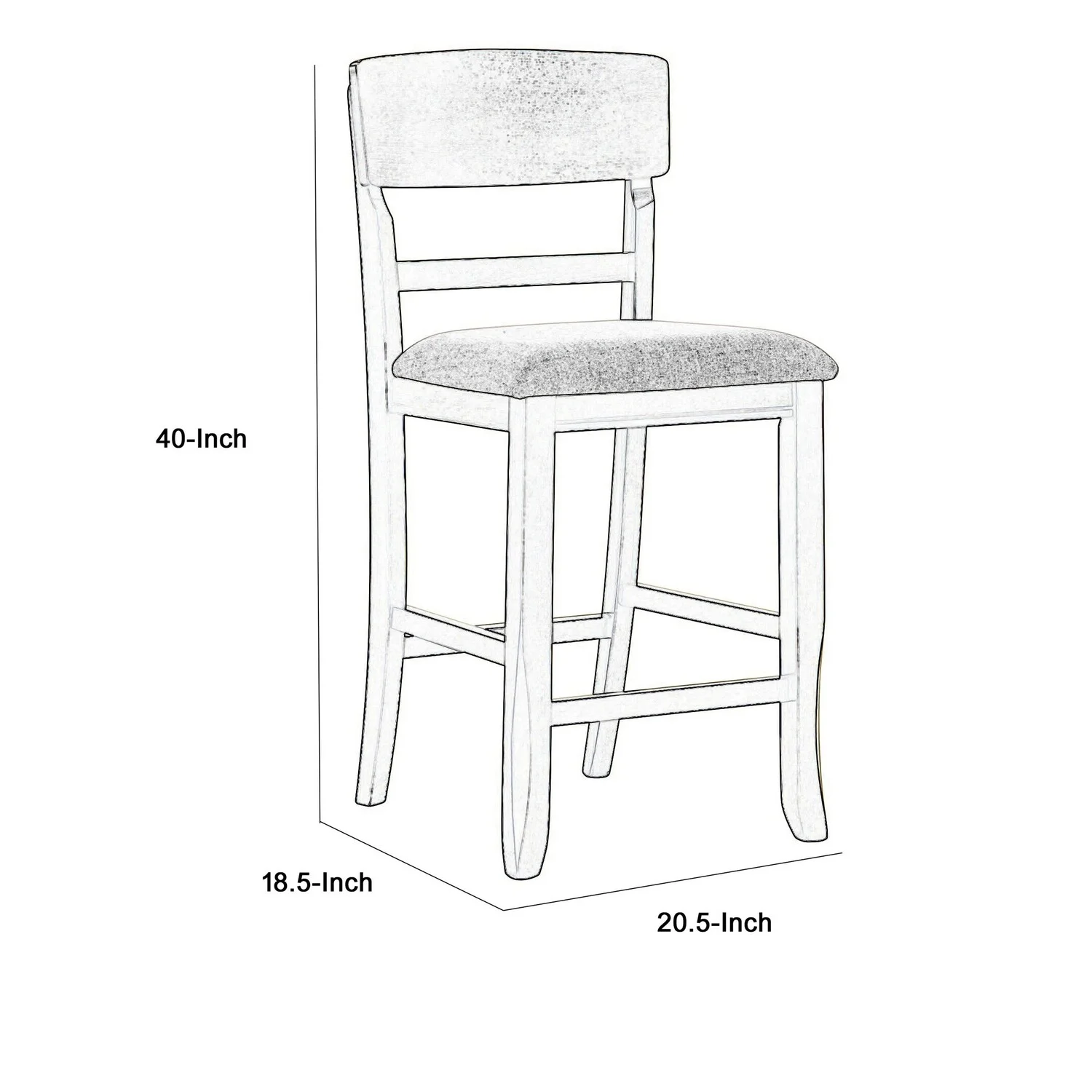 Benjara  24 in. Kimberly Counter Height Chair, Black Wood, Gray Fabric - Set of 2