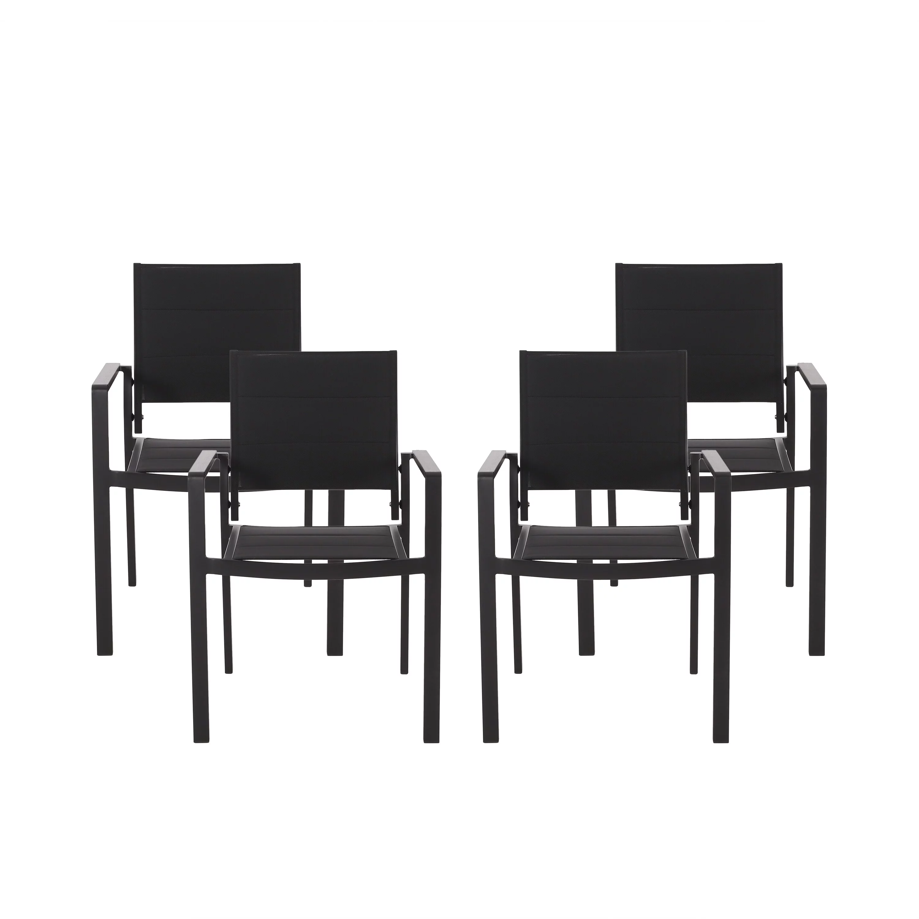 Christopher Knight Home Wilbur Outdoor Mesh and Aluminum Dining Chairs by  - N/A Black/Set of 4