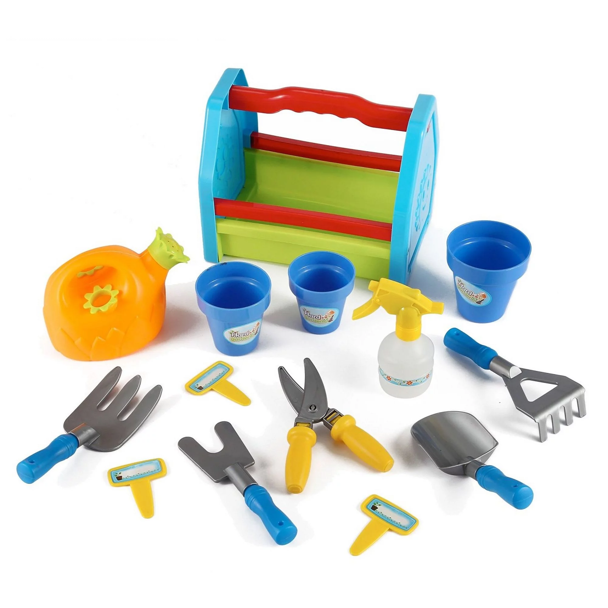Rainbow Gardening Tool Box 14pc Garden Tools Toy Set for Kid Wagon size 14