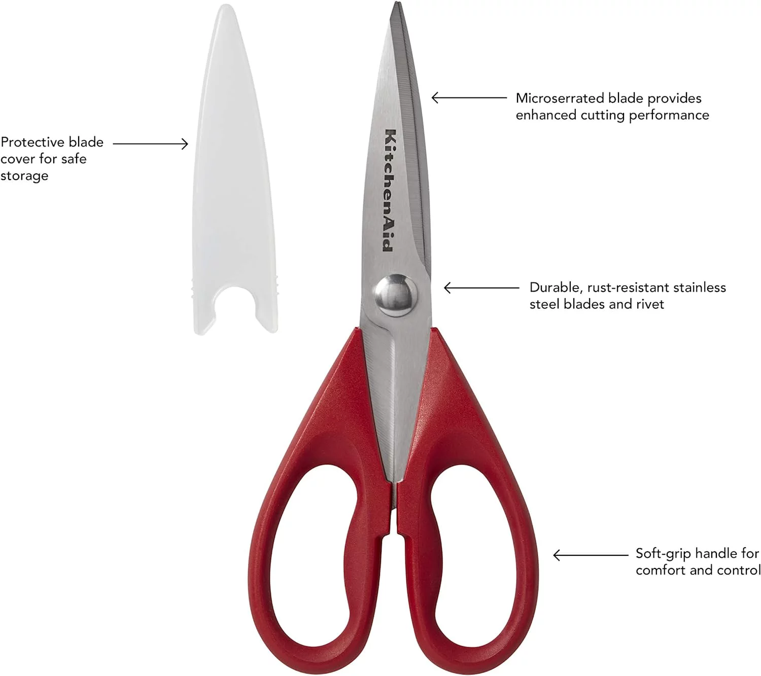 KitchenAid All Purpose Shears with Protective Sheath, 8.72-Inch, Red