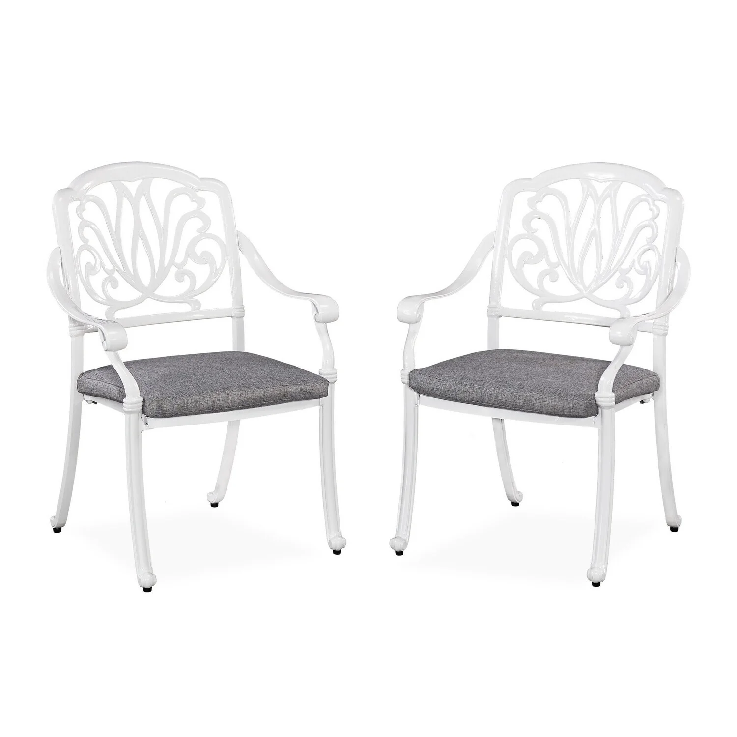Homestock Rustic Refinement White Aluminum Outdoor Chair Pair