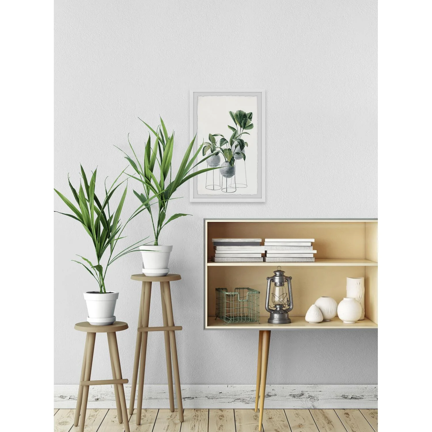 HomeStock Antique Appeal Ceramic Plant Pots Framed Painting Print