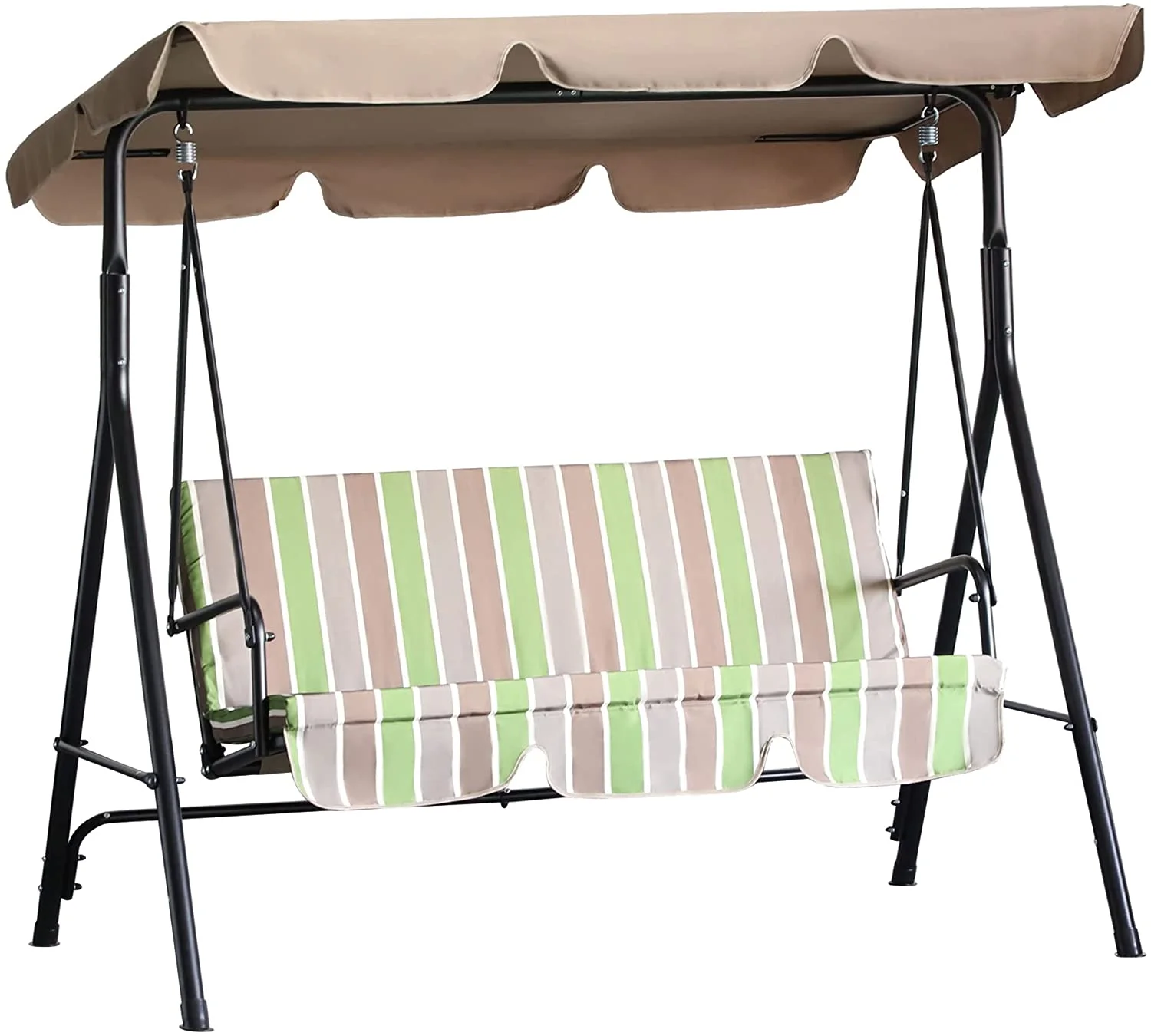 Multi Color 3-Seat Patio Swing: Removable Cushion, Steel Frame, Adjustable Canopy