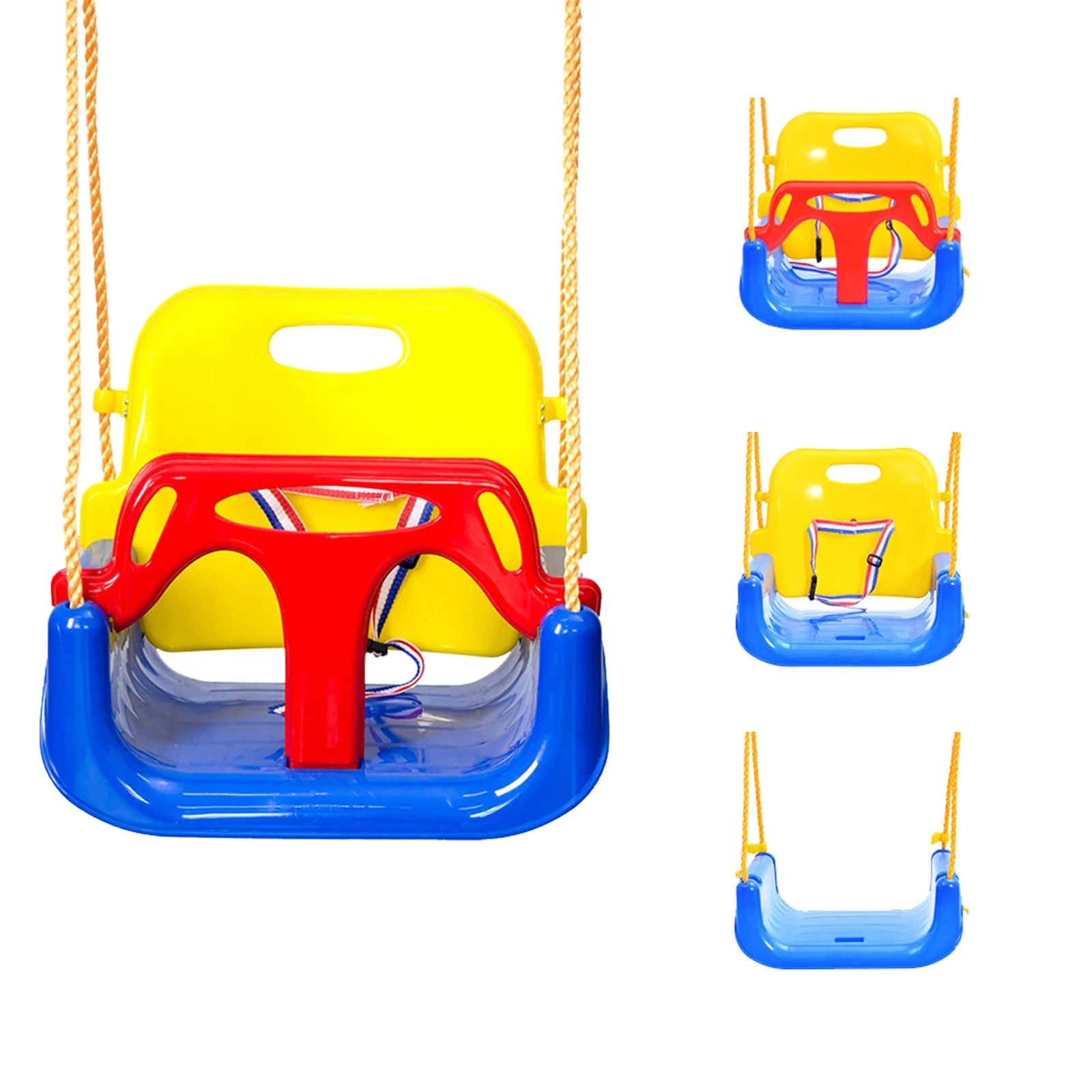 IFOYO 3-in-1 Kids Swing Seat,Secure Swing Seat with High Back and T-Bar Detachable Swing Seat for Playground Outdoor,Loaded up to 120kg for 3-10 Years Kids,Blue