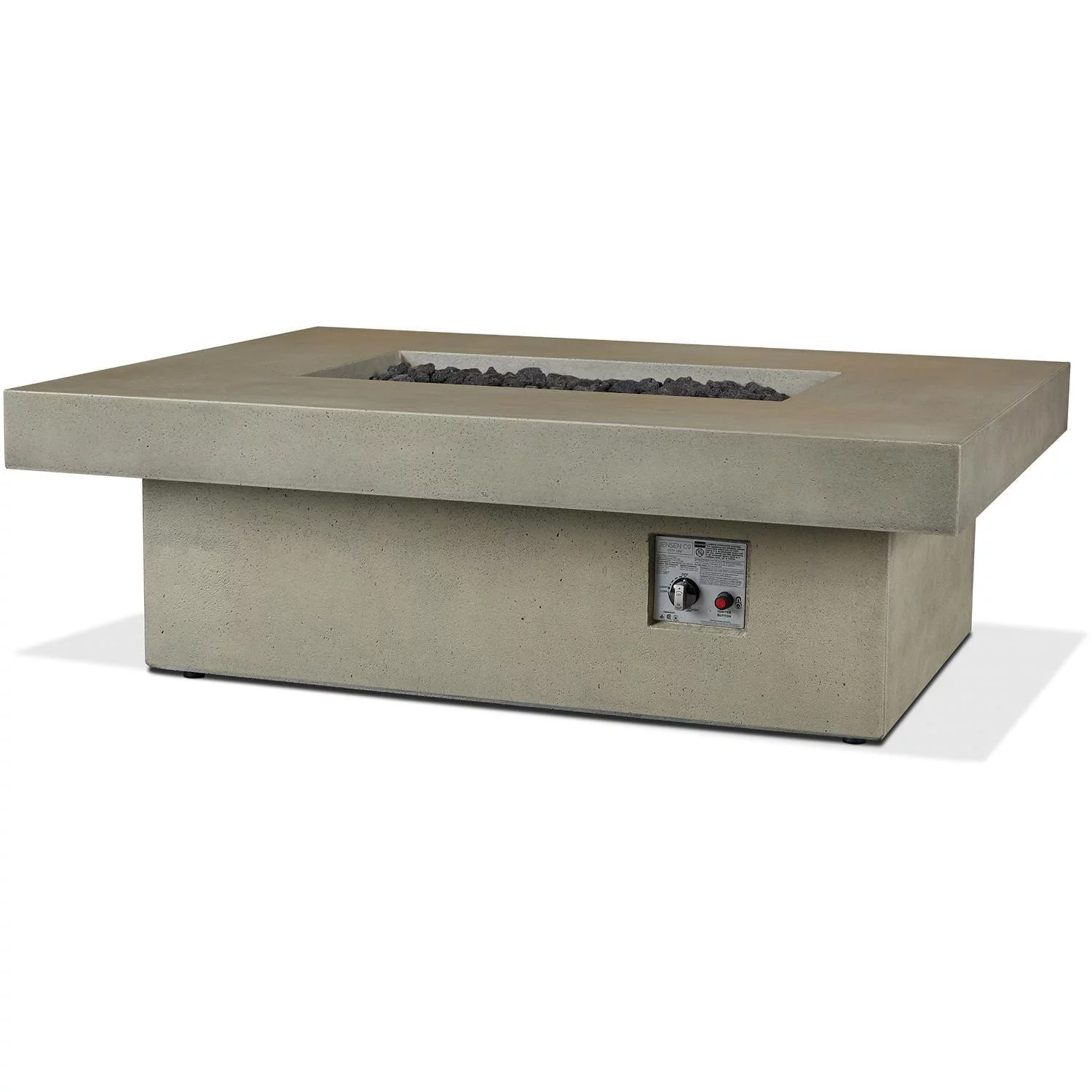 Branchview 60 Inch Rectangular Steel Natural Gas Fire Pit in Beige By BBQGuys Signature