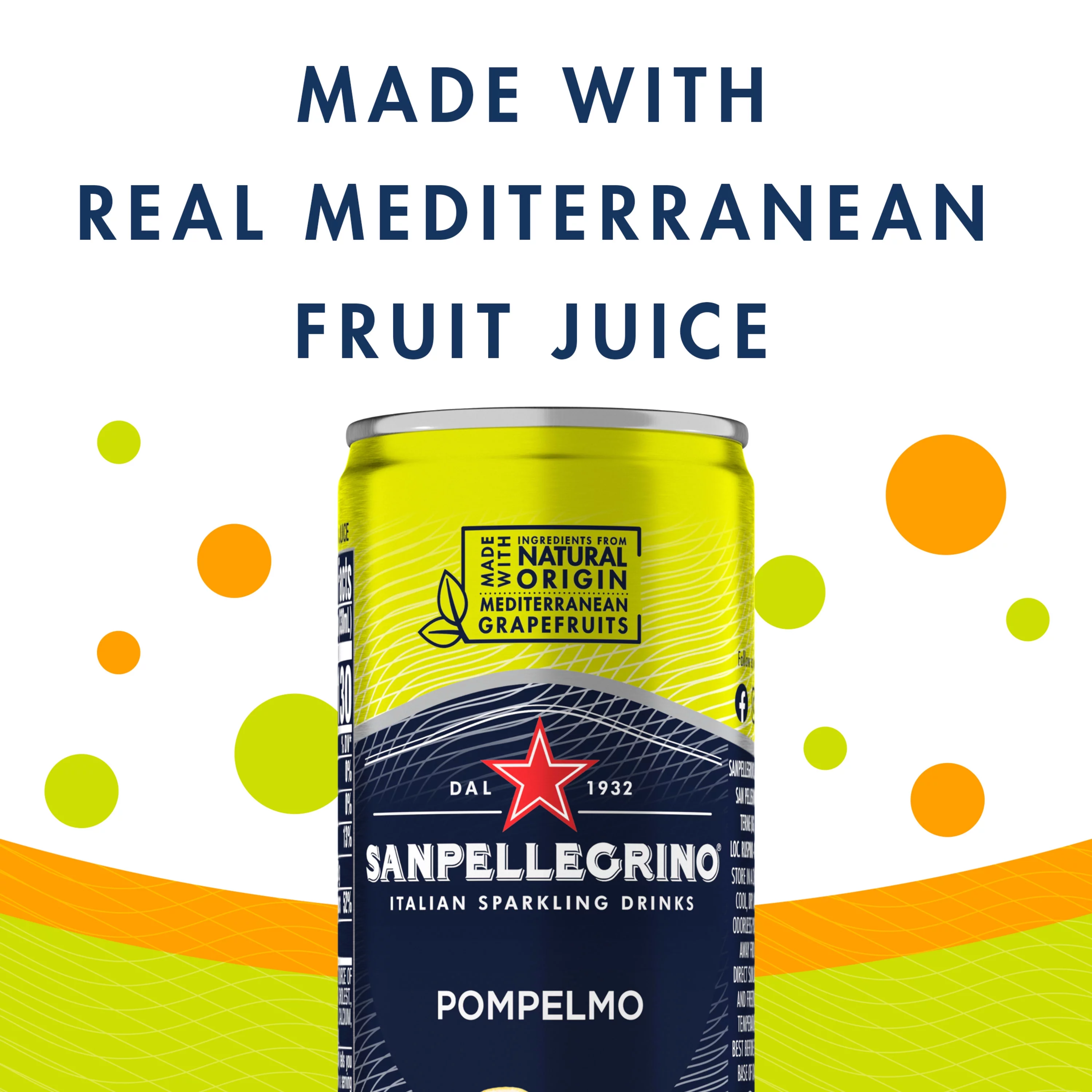 Sanpellegrino Italian Sparkling Drink Pompelmo, Sparkling Grapefruit Beverage, 6 Pack of Cans 66.9 fl oz