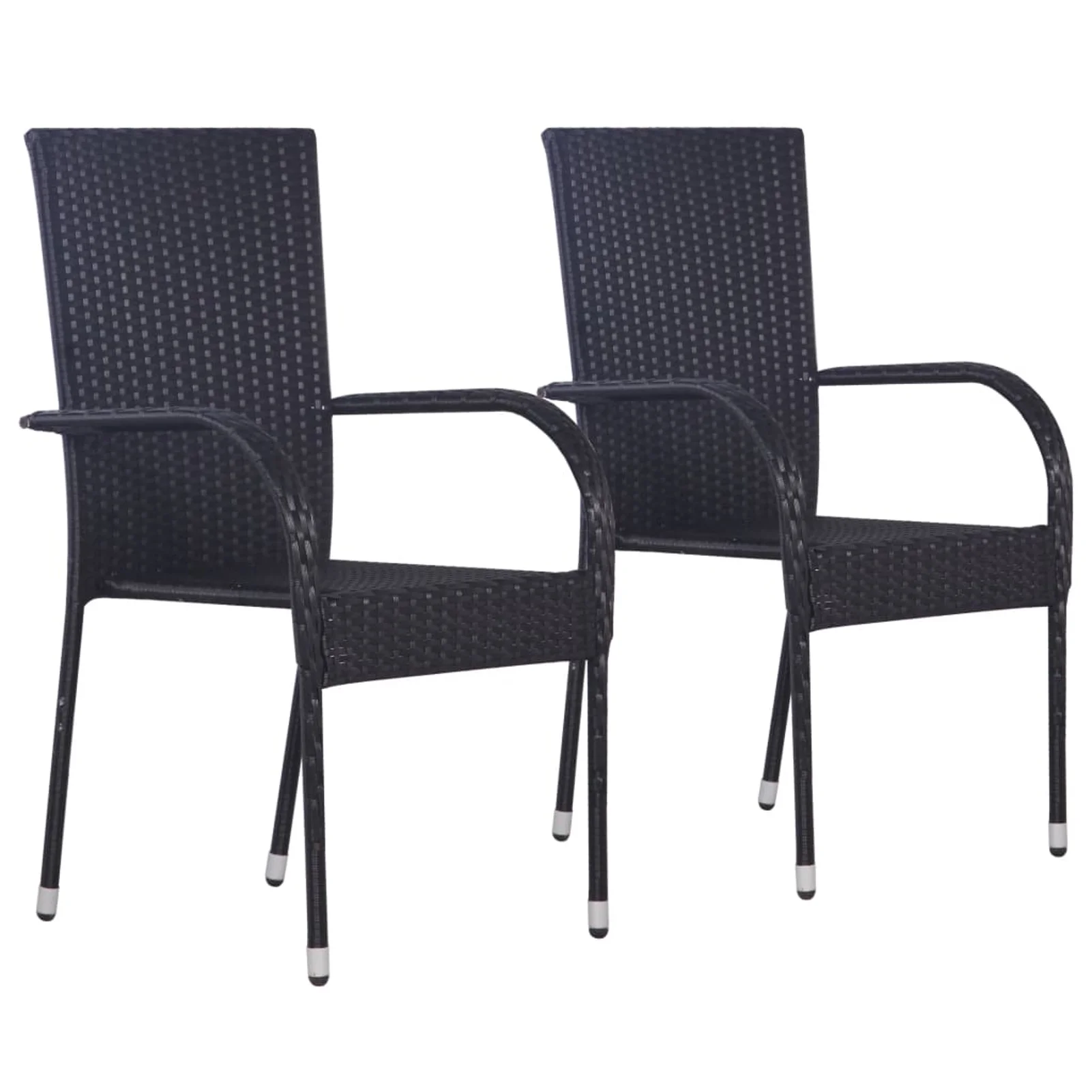ametoys Stackable Patio Chairs 2 pcs Poly Rattan Black