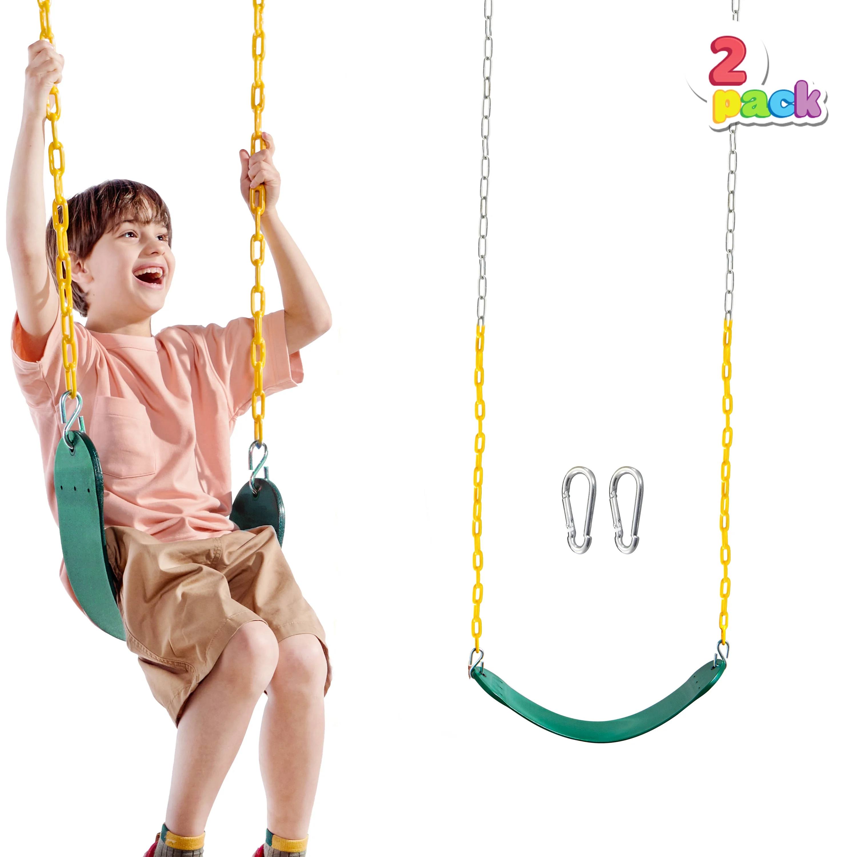 Syncfun 2 Pack Kids Swing Set, Swingset Outdoor For Kids With 66