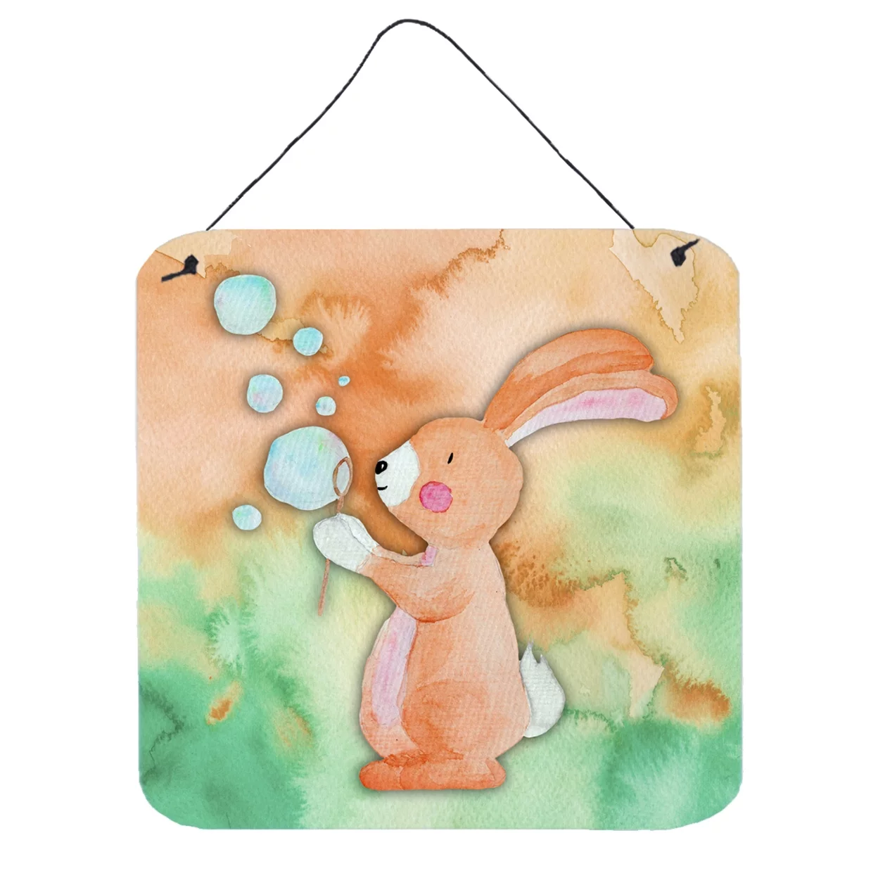 Rabbit and Bubbles Watercolor Wall or Door Hanging Prints