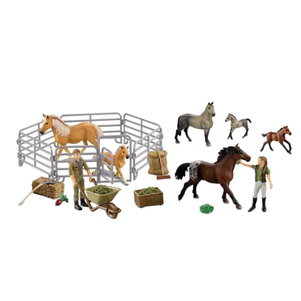 Large Farm Animals Figures With Fence And Farmer Figurines, Realistic Simulation Educational Playset Party Favors For Toddlers Kids