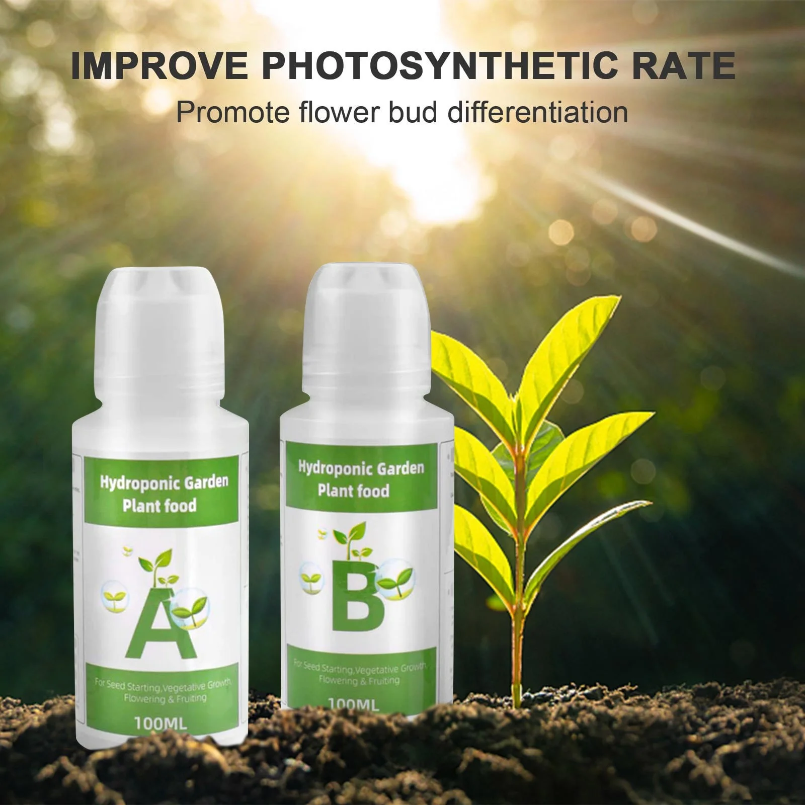 Tinyansi Plant Nutrient Solution, Garden Outdoor Equipment Soilless Cultivation A B Fertilizer Plant Universal Nutrient Solution Hydroponic Plant Fertilizer Hydroponic Planter 100ml*2