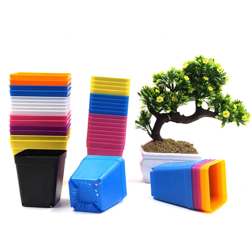 10 Pcs Succulent Small Square Flower Pot Plastic Frosted Square Pot Garden Tools