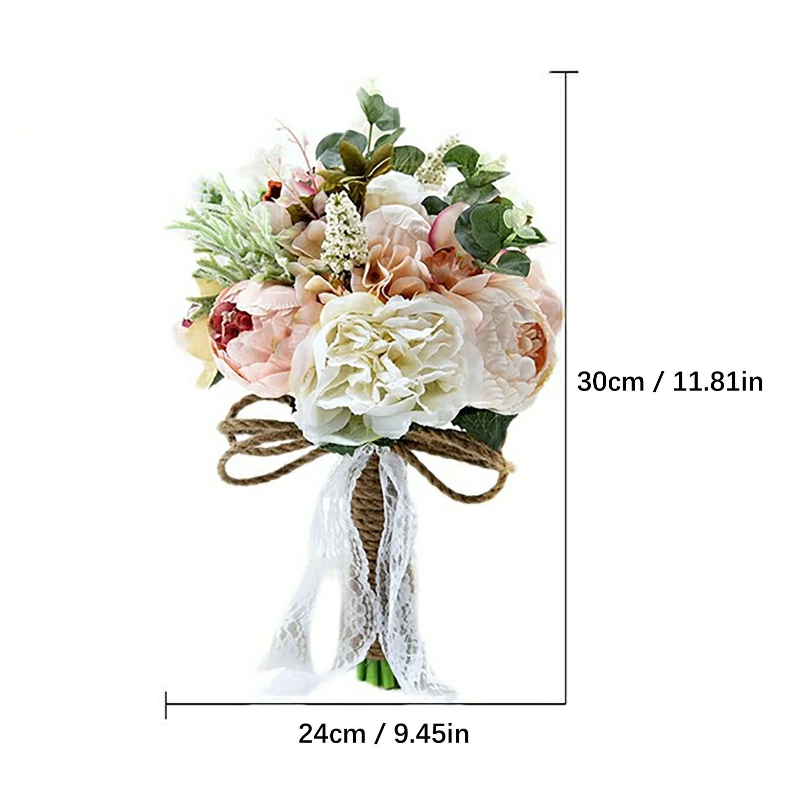 Yeetfub Fake Flowers Silk Flowers Artificial Peony Rose Bouquet Bride Bridesmaid Handmade Wedding Bouquet Silk Bridal Bouquet Bouquet for Window Garden Office Patio Planter Pathway Front Porch