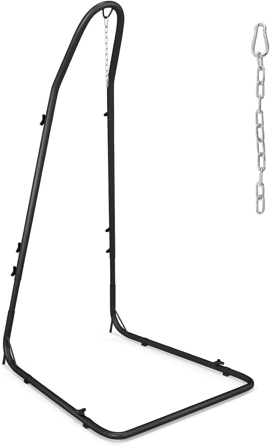 Hammock Stand for Outside, Heavy-Duty Metal Swing Stand with Safety Hook & Sturdy Chain, Height Adjustable Hanging Chair Stand for Indoor, Outdoor, Porch, Patio, Yard, Poolside, Black