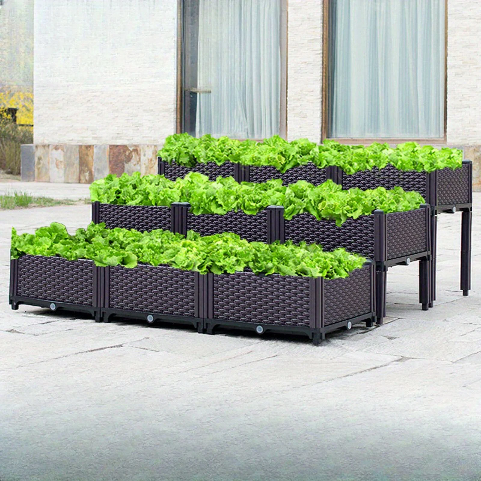 1pc Durable Rectangular Plastic Planter for Balcony Vegetable Gardening - Ideal for Growing Fresh Produce at Home