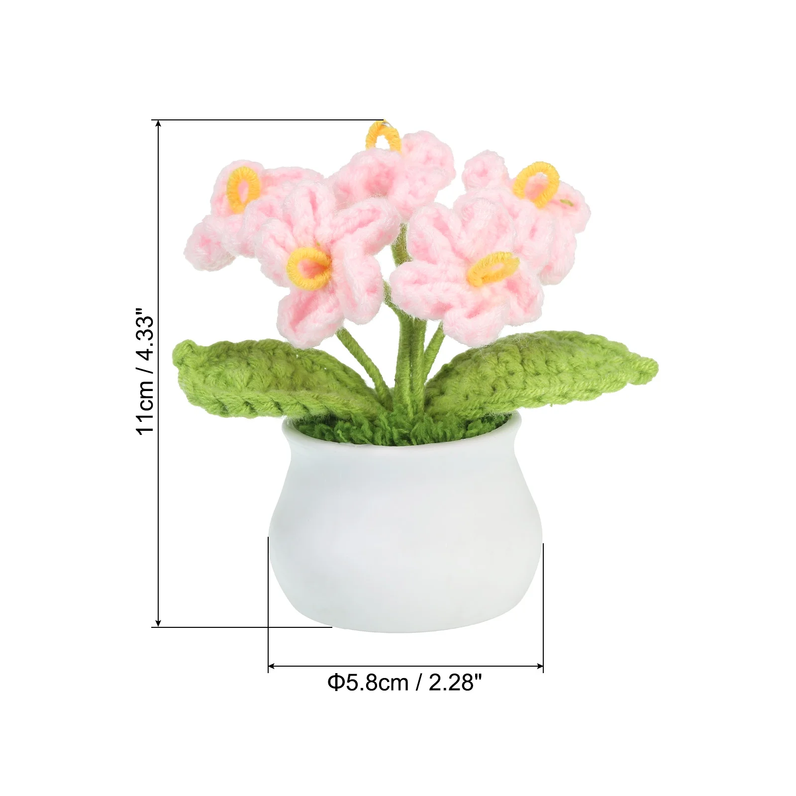 Uxcell Crochet Flowers Handmade Knitted 5 Head Forget Me Not Artificial Flowers with Stem, Pink