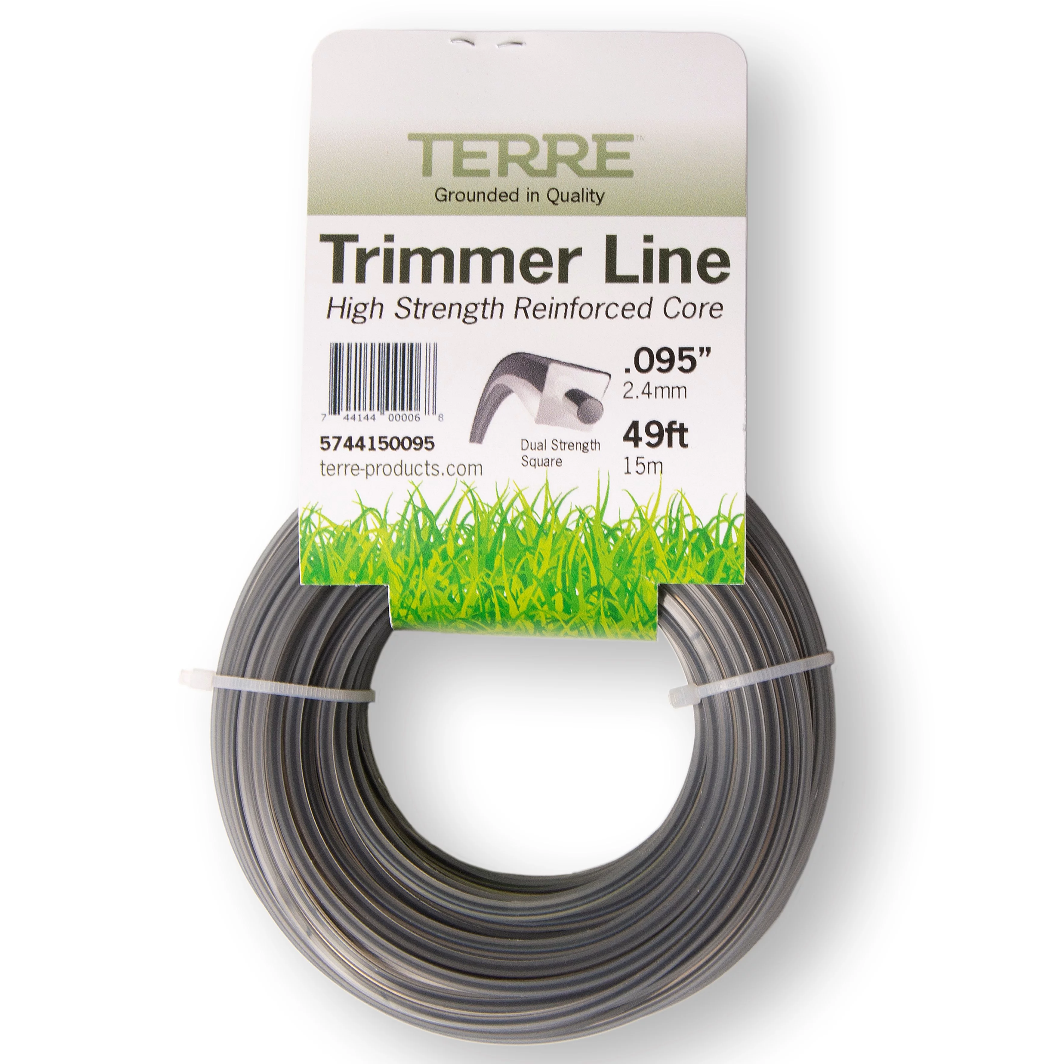 Terre Products Commercial Grade 095 Trimmer Line Square, Dual Strength Quality Weed Eater String, Line Length 49ft. or 14.9m, Weed Wacker String Trimmer Replacement Size .095 inch or 2.41mm