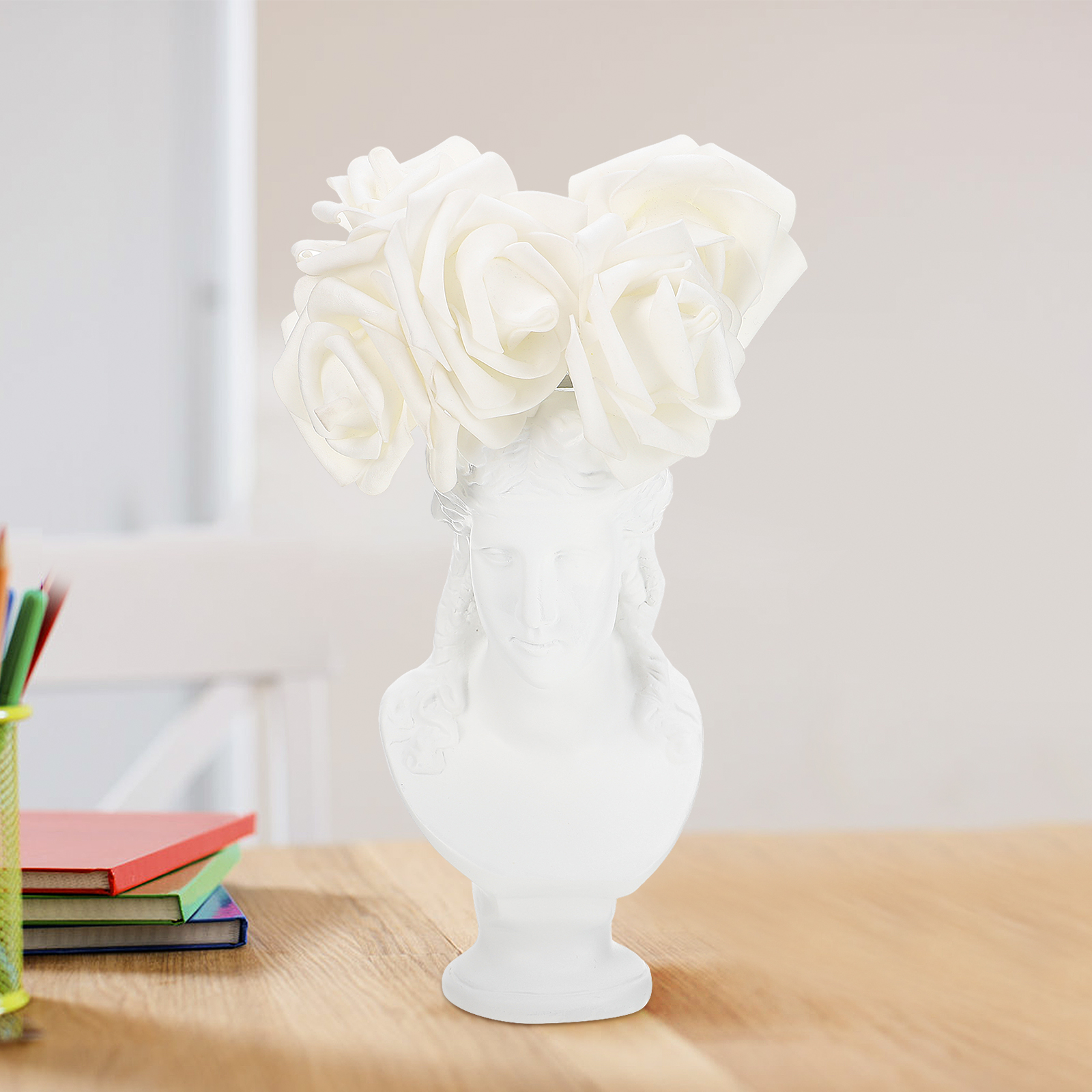 Gongxipen Artistic Flower Pot Vase Succulent Planter Home Garden Statue Decor (White)