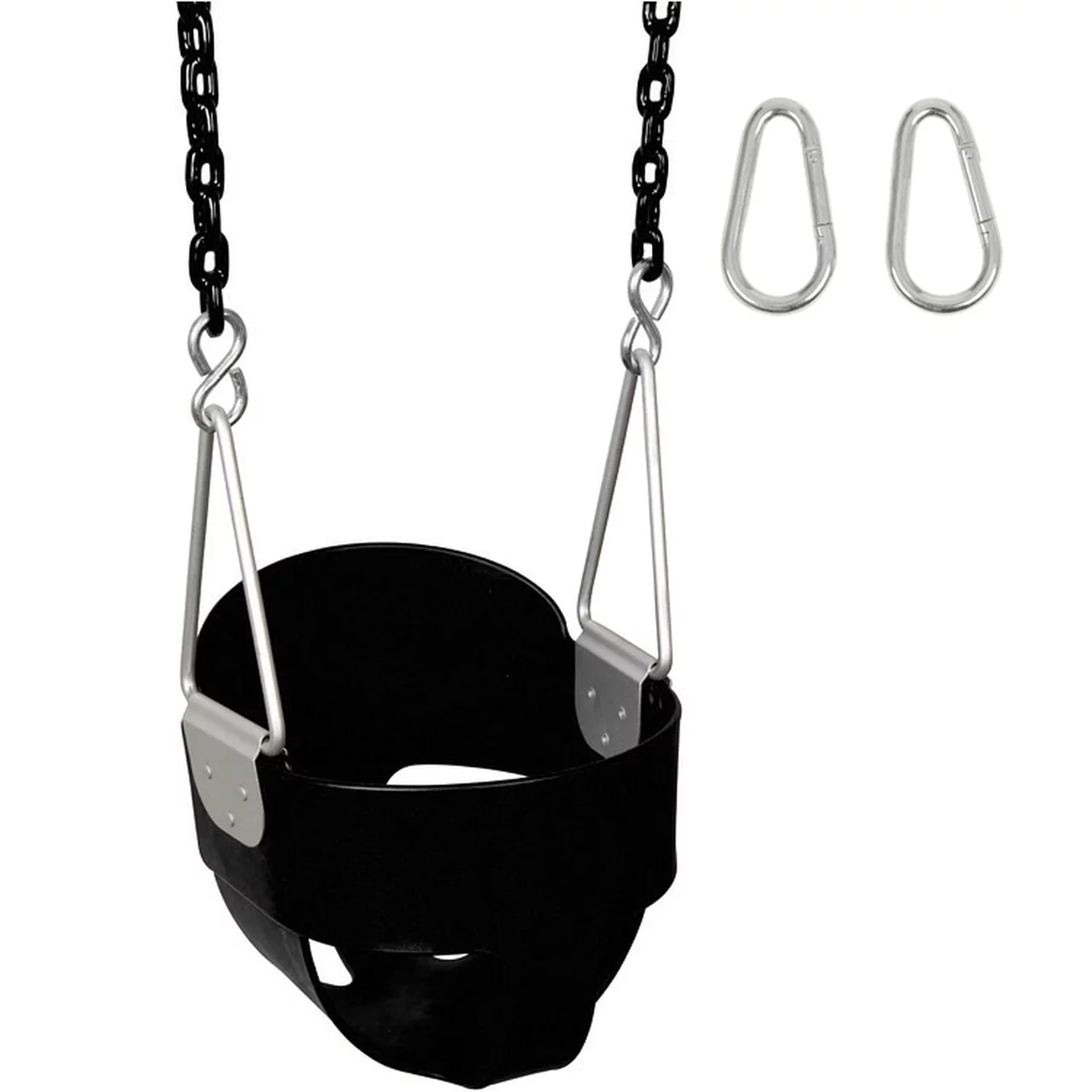 Swing Set Stuff Inc. Highback Full Bucket (Black) with 5.5 Ft. Coated Chain