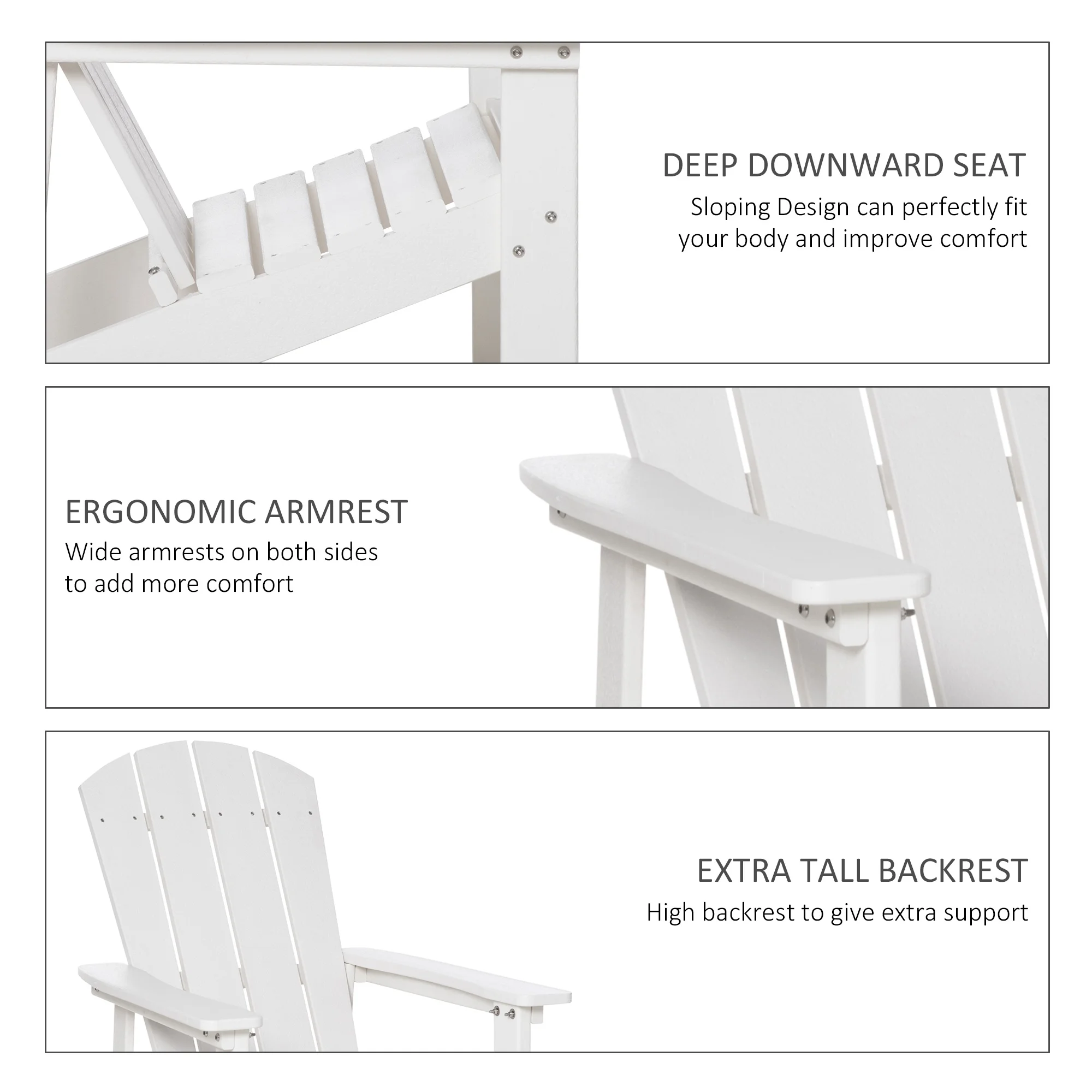 Durable White Adirondack Chair - 34.1 - Relax in Style