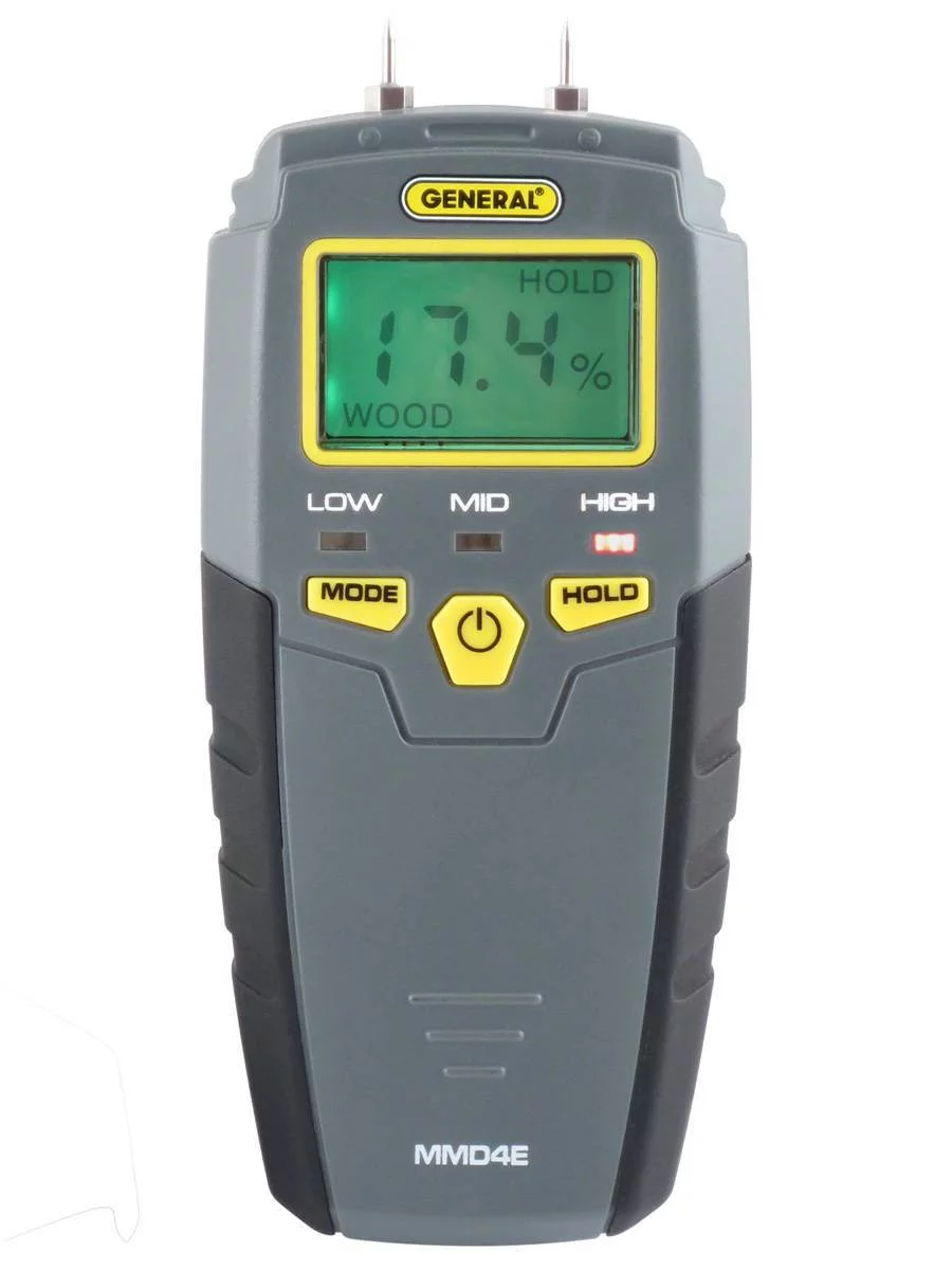 General Tools Pin-Type Moisture Meter, Backlit LCD Display |MMD4E