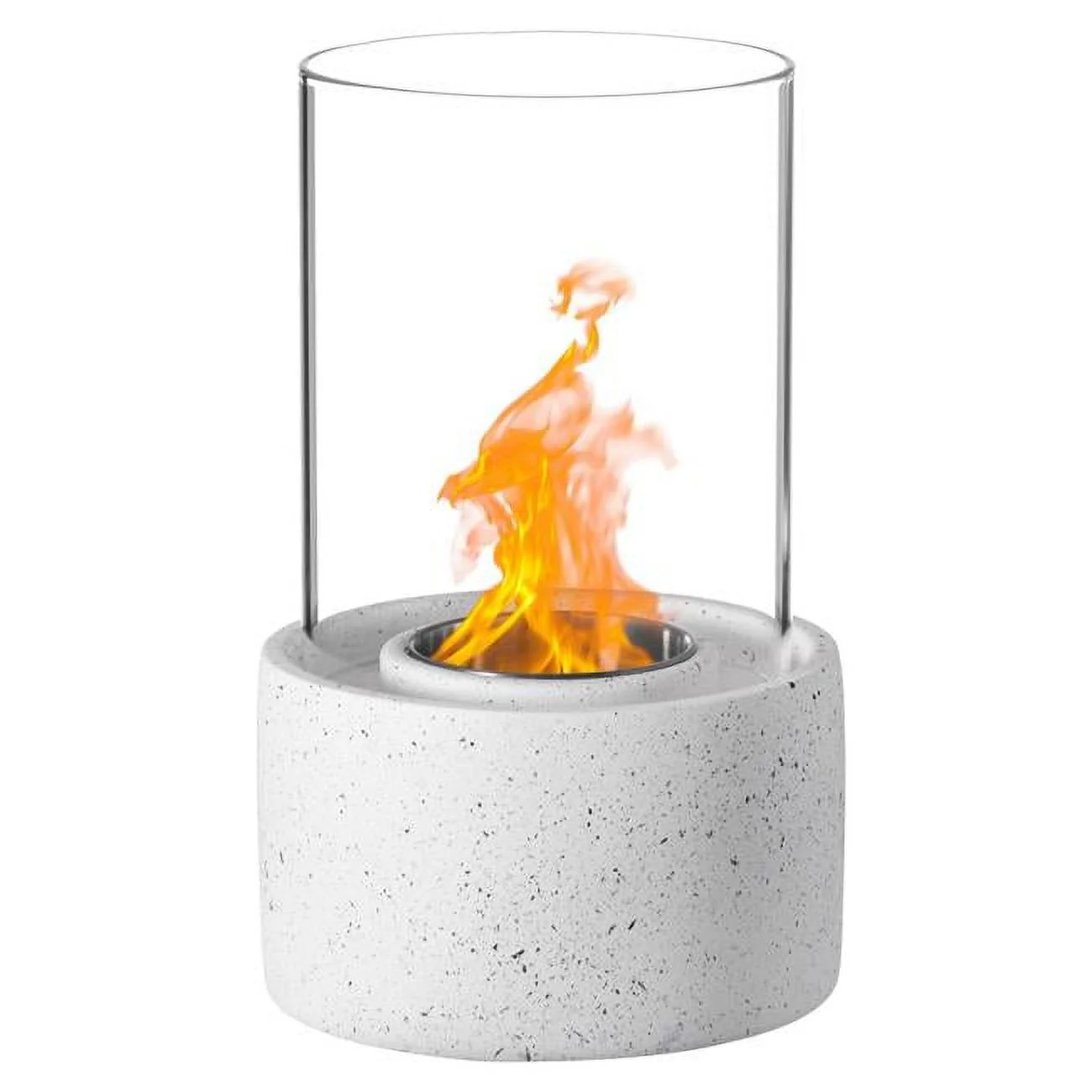 Cylinder decor Mini Tabletop Fire Pit | Rubbing Alcohol Fireplace Indoor Outdoor Portable Fire Concrete Round Glass Bowl Pot
