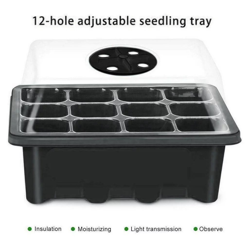 12 Hole Grows Box Nursery Seedling Starter Garden Yard Tray Hot Start Trays Germination Dome Winter Grass No Mess Birdseed Watering Tray Squirrel Food Wild Squirrel Food Garden in *12PCS