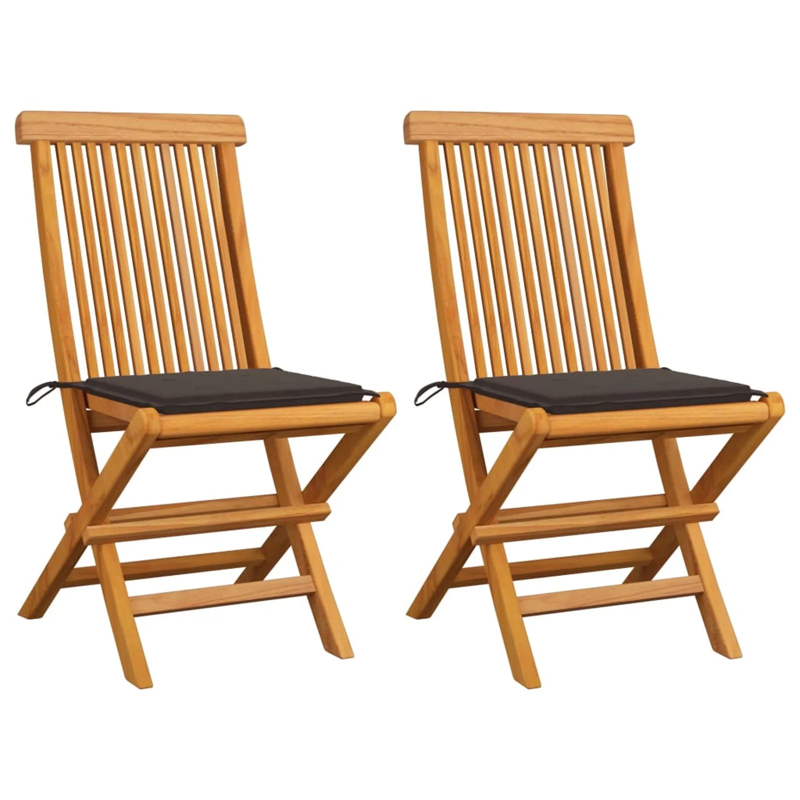 Patio Chairs with Taupe Cushions 2 pcs Solid Teak Wood