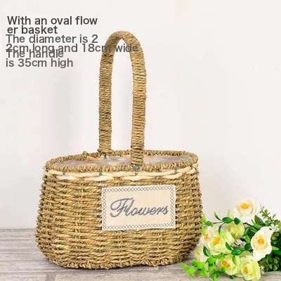Flower Basket Straw Rattan Basket Flower Arrangement Wall Flower Pots Green Plants Succulent Pots Rustic Rattan Flower Basket