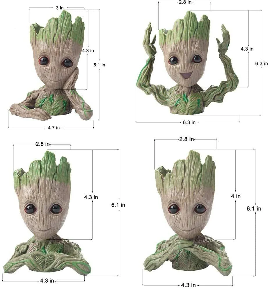 Cute Baby Groot Succulent Planter Unique Indoor Decor Flower Pot (Set of 4) NEW