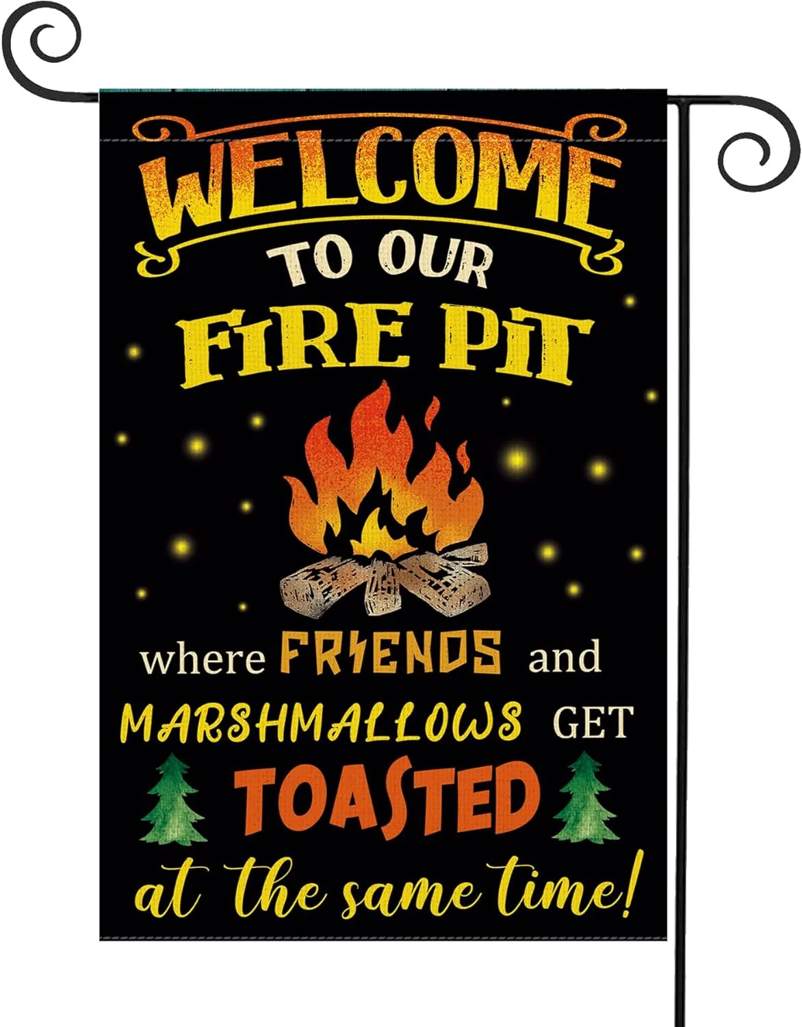 Camping Campfire Garden Flag Double Sided 28x40 Inch Rustic Camper Campsite Traveler Funny Cool Boy Man Small Vertical Welcome Fire Pit Yard Flag for Outdoor Decorations Outside Decor Banner.[Z1286]