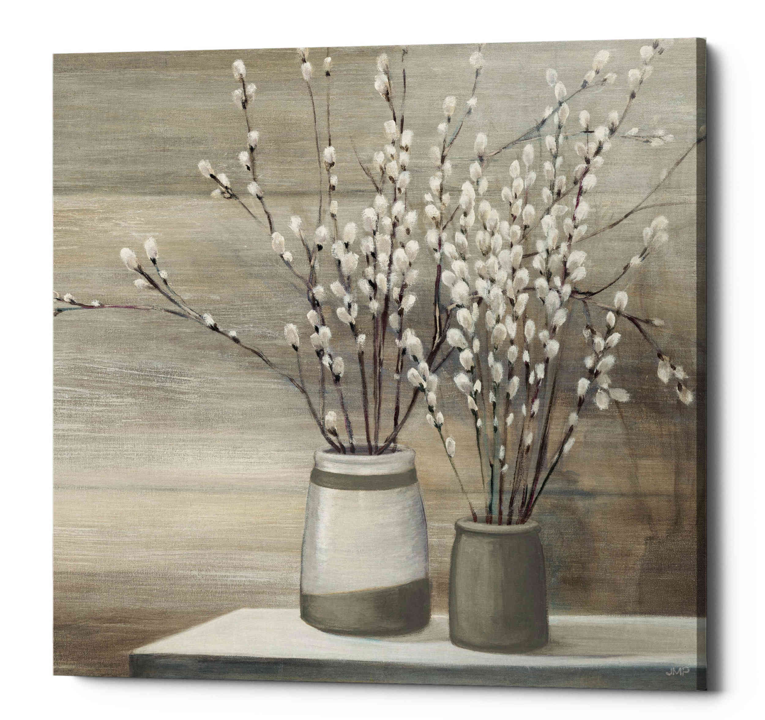 Epic Graffiti 'Pussy Willow Still Life Gray Pots' by Julia Purinton, Canvas Wall Art, 18