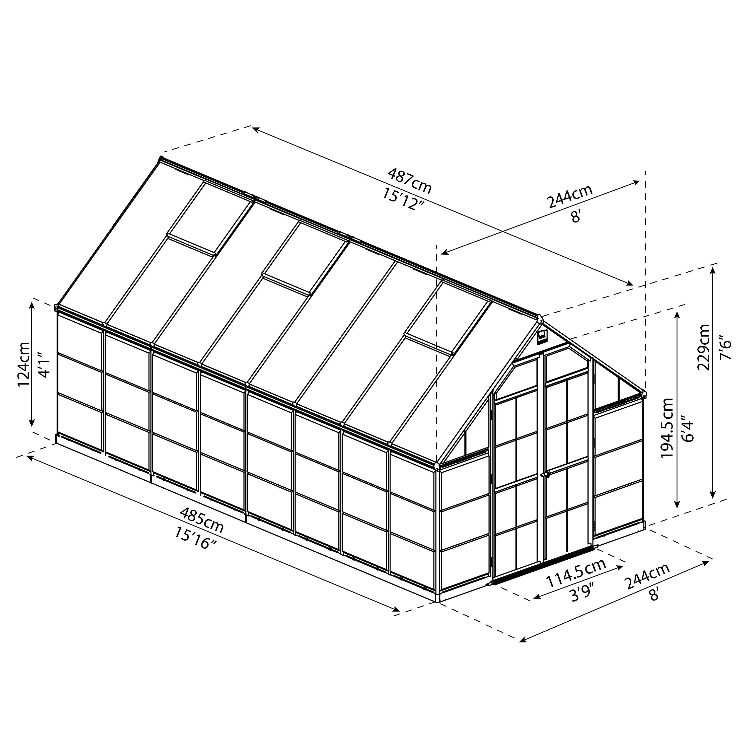 Palram - Canopia Balance 8' x 16' Polycarbonate/Aluminum Walk-In Greenhouse - Green - with 3 Roof Vents