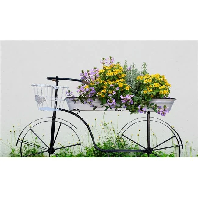 Continental Art Center  Enameled Farmhouse Bike Planter - White