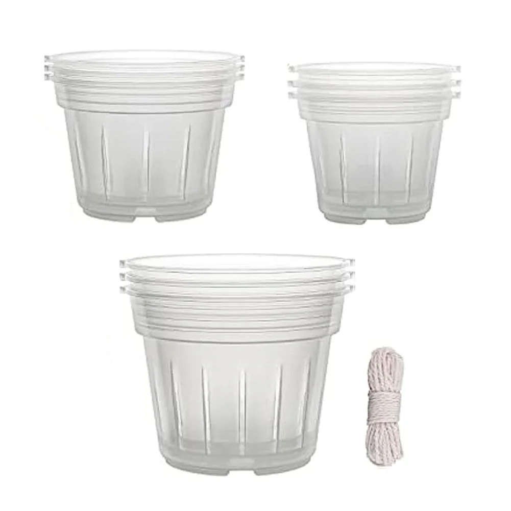 9 Pack Orchid Pots with Holes 3 Each of 4.8, 5.7 and 6.4 Inch Clear Orchid Pots for Repotting