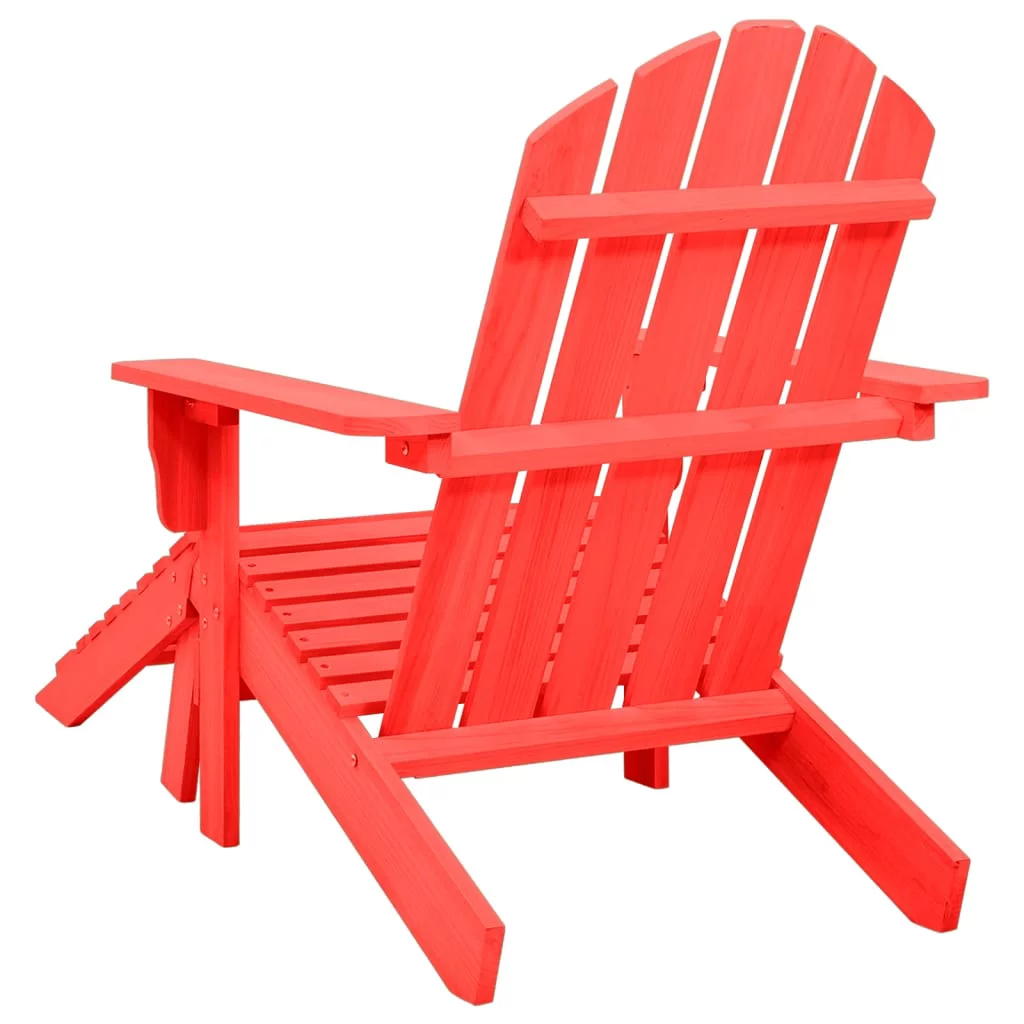 Suzicca Patio Adirondack Chair with Ottoman Solid Fir Wood Red