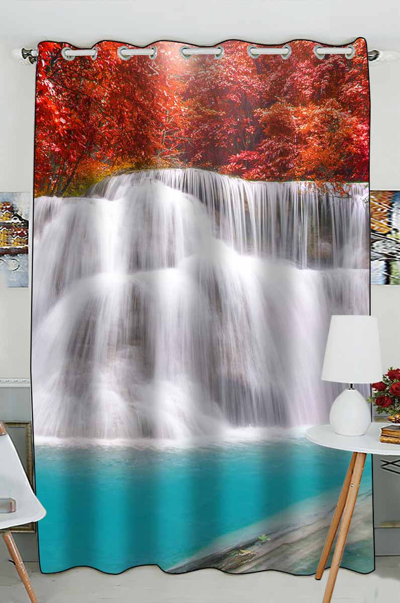 PKQWTM Waterfall in deep rain forest jungle Practical heat insulation Shading Window Curtain Size 52(W) x 84(H) inches(One Piece)
