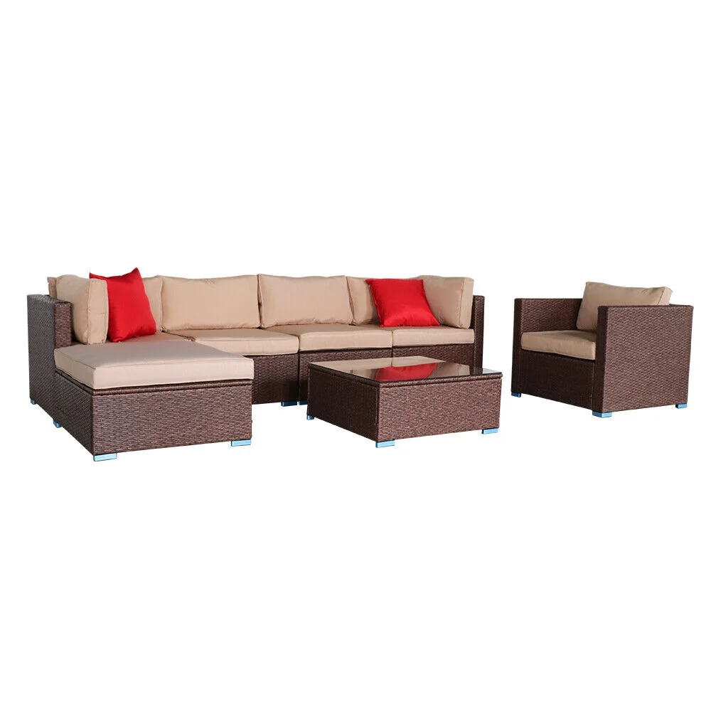 Rattan Wicker Sofa Set Sectional Couch Cushions Patio Furniture Table Chair Sets