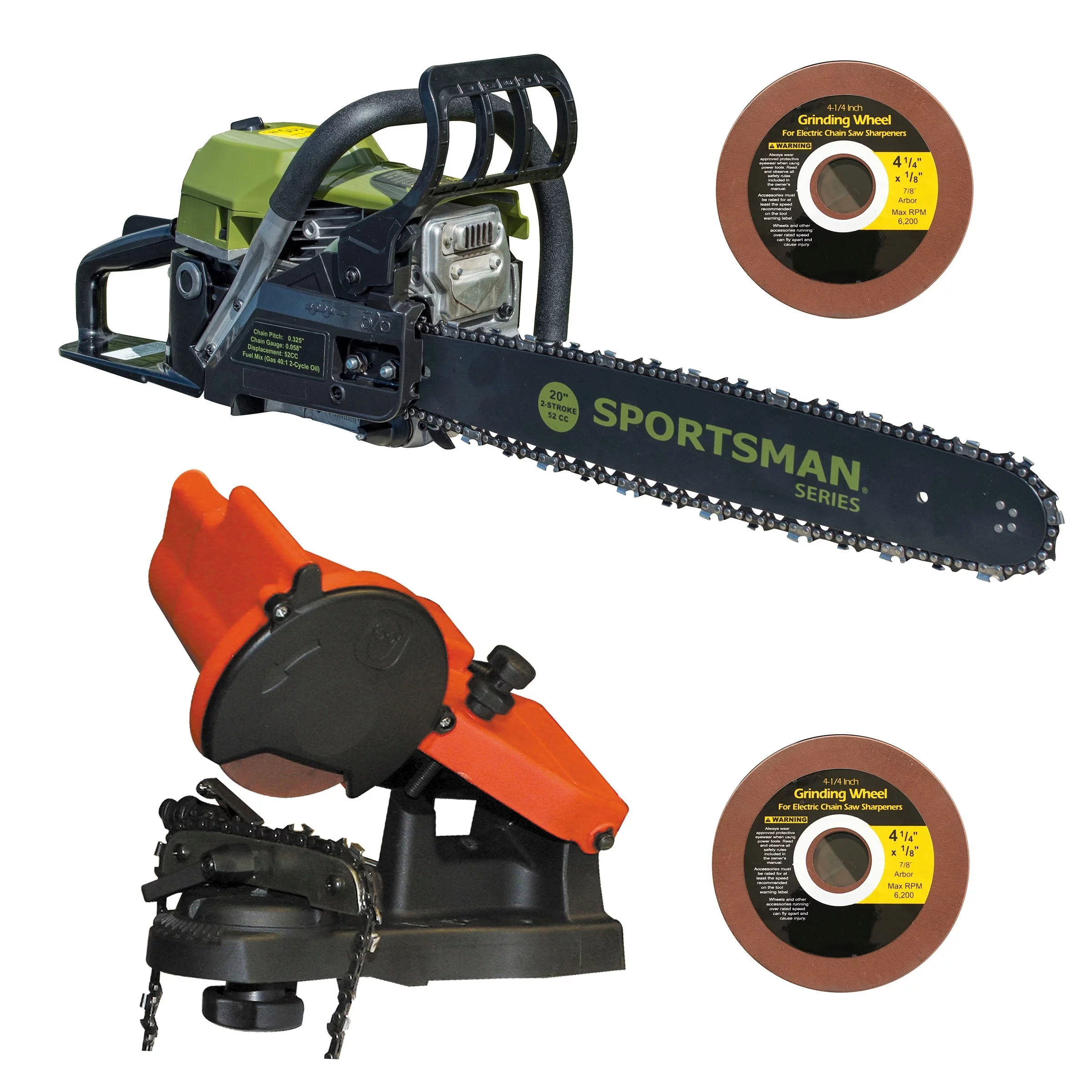 Gas Chain Saw Kit with Sharpener and Grinding Plates