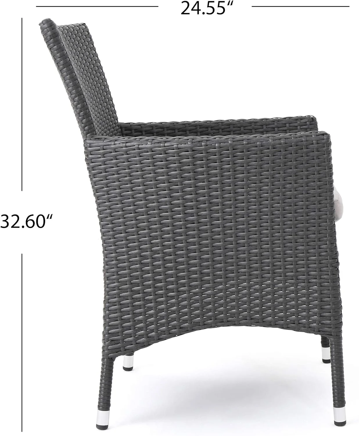 Christopher Home Malta KD PE Wicker Dining Chairs, 2-Pcs Set, Grey