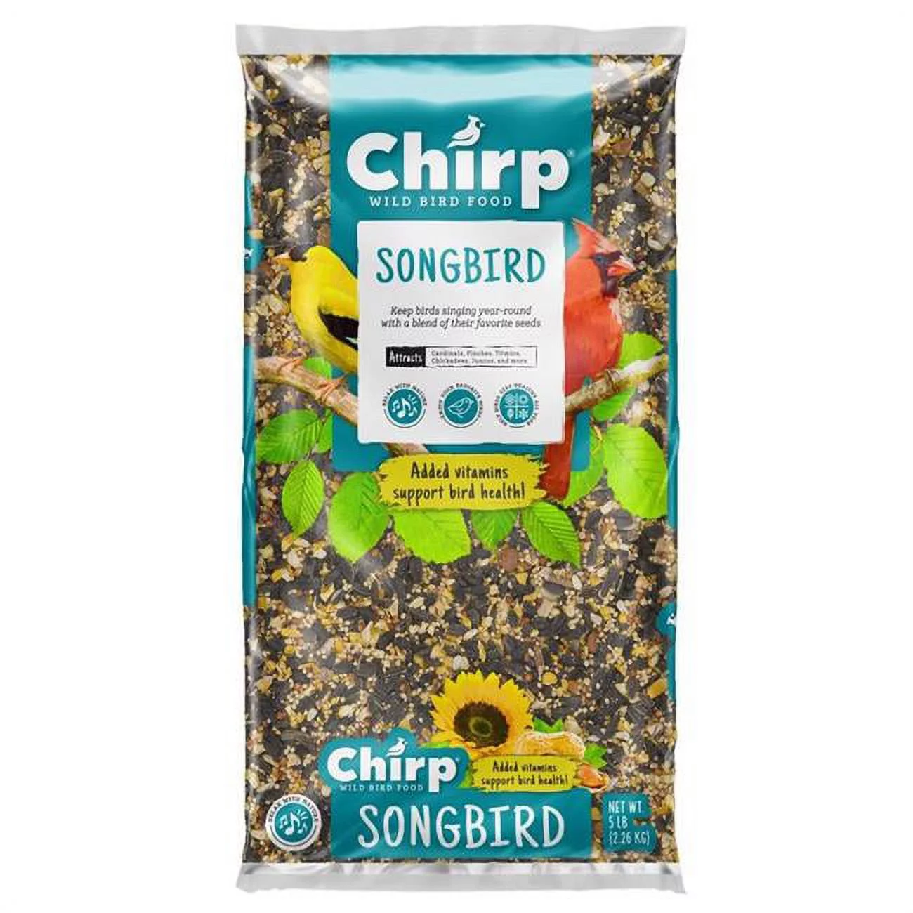 Chirp 9087761 5 lbs Songbird Wild Bird Black Oil Sunflower Wild Bird Food